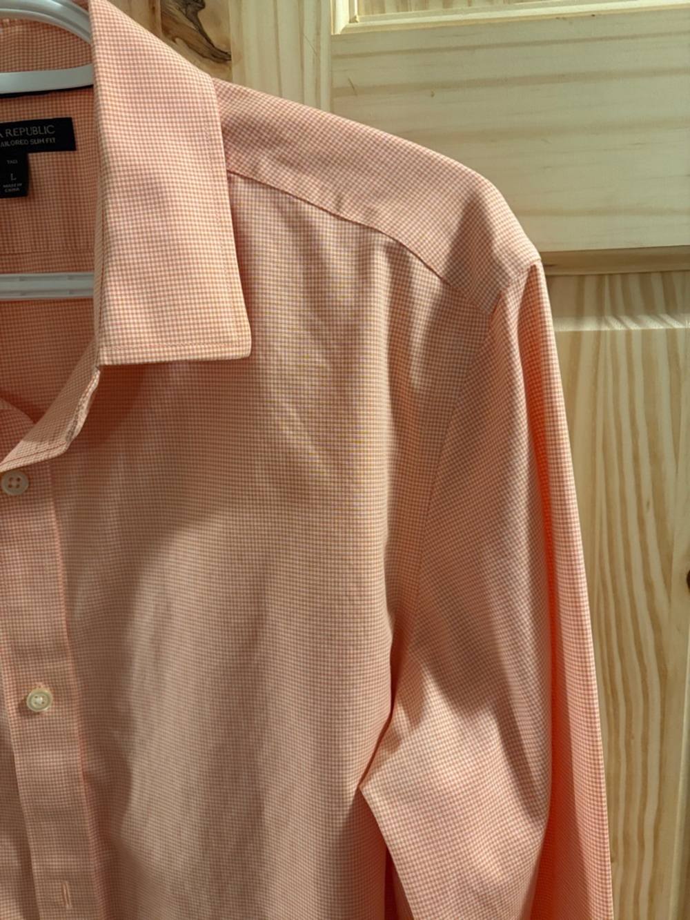 Banana Republic L(Tall) Men's Light Peach Long-Sleeve Dress Shirt - Picture 6 of 14